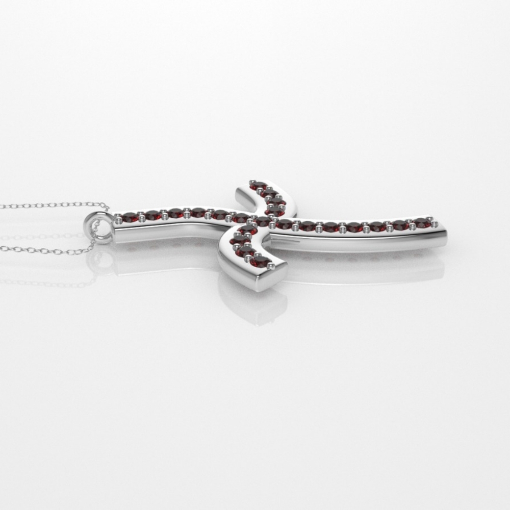 14k Pendant With 22 Ruby, Cross Style, Only Penda… - image 5